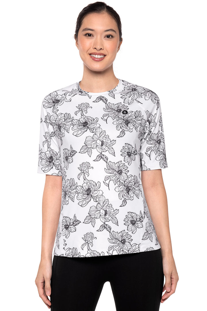 Women's Fitness Short Sleeve T-Shirt | White/Black Perfect Peony position-1