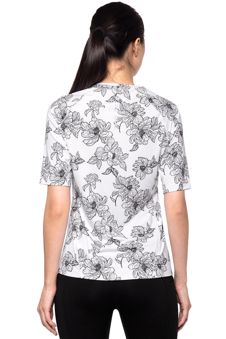 Women's Fitness Short Sleeve T-Shirt | White/Black Perfect Peony position-3