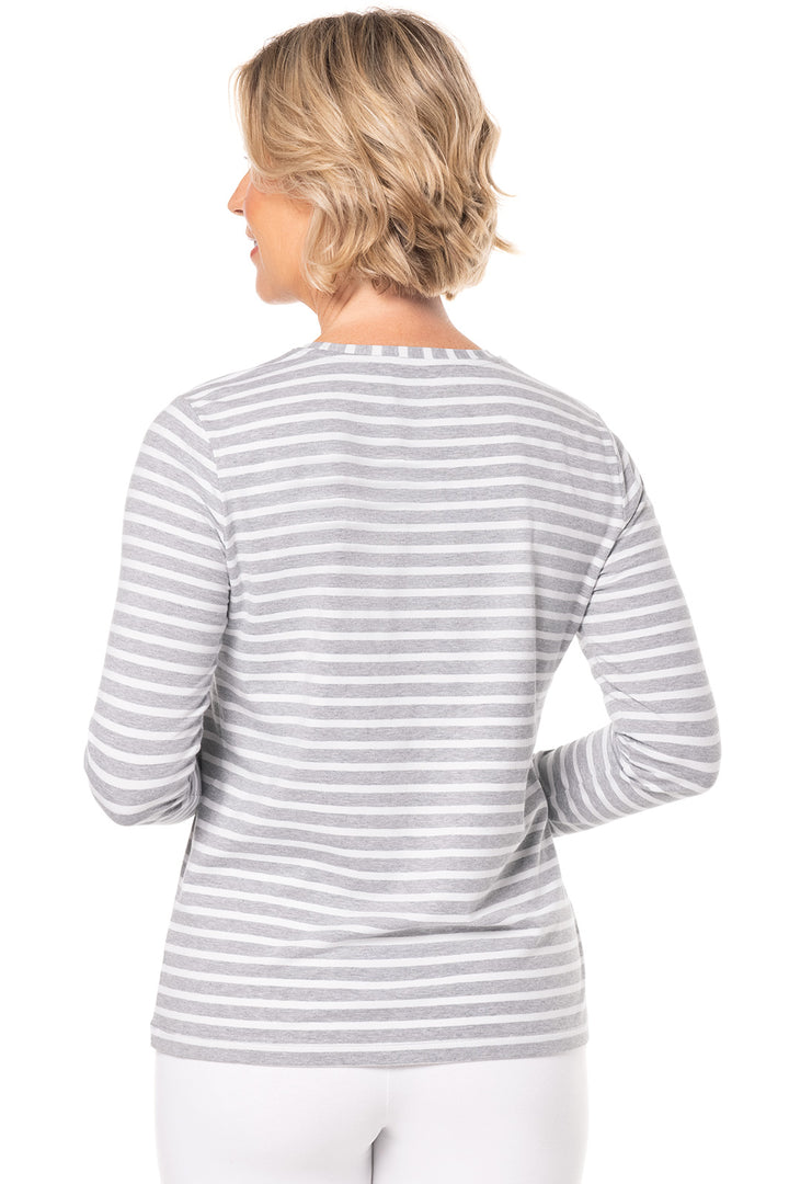 Women's Long Sleeve T-Shirt | Grey/White Stripe position-2