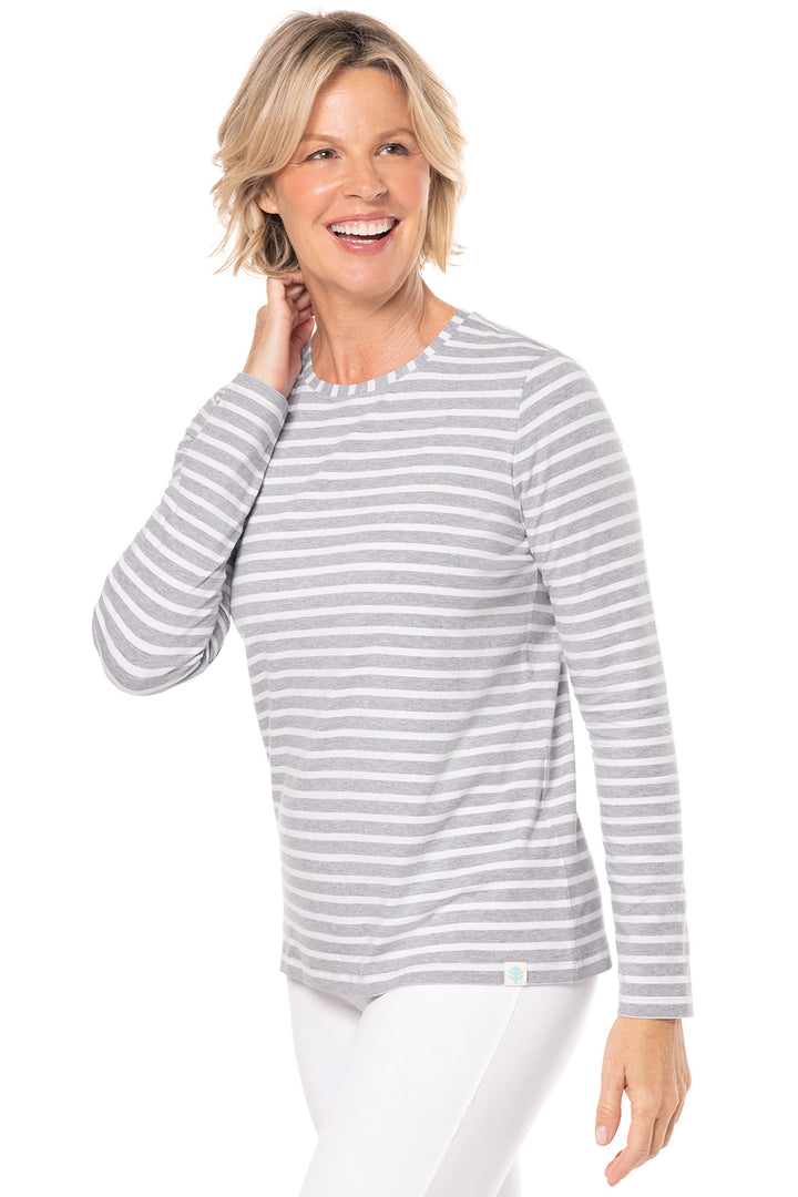 Women's Long Sleeve T-Shirt | Grey/White Stripe position-4