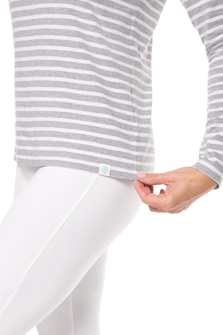 Women's Long Sleeve T-Shirt | Grey/White Stripe position-3