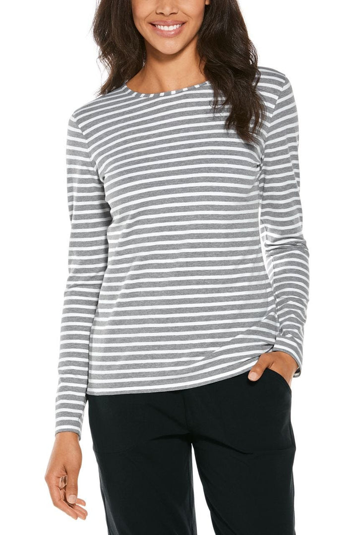 Women's Long Sleeve T-Shirt | Grey/White Stripe position-5