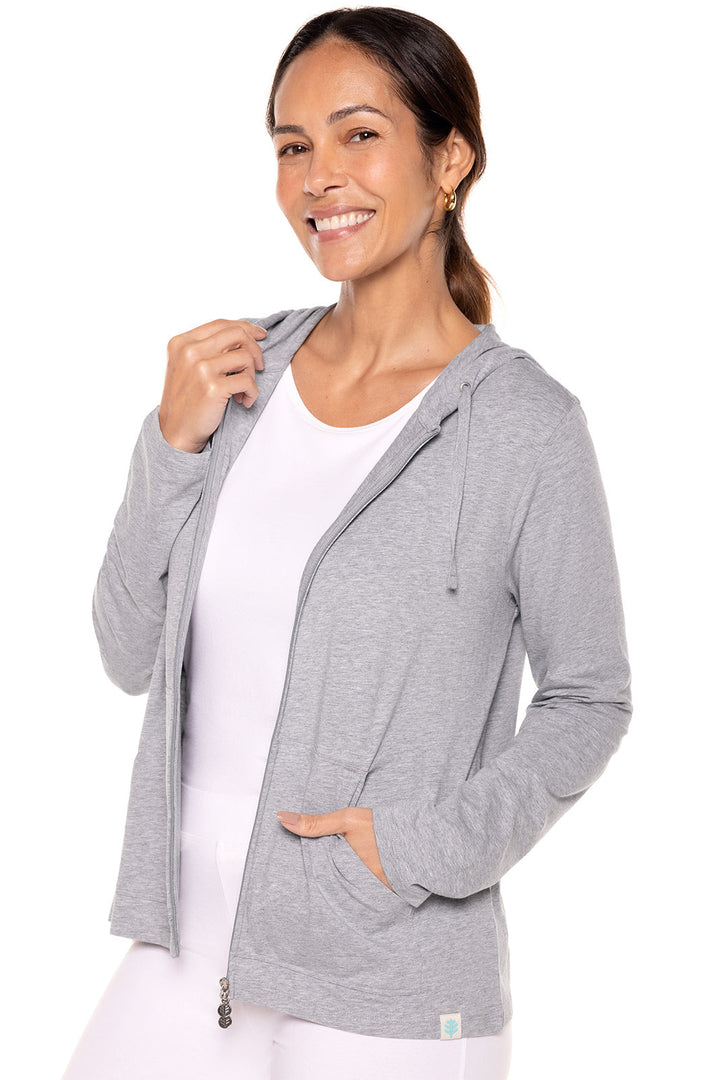 Women's Casual Zip-Up Hoodie | Grey Heather position-8