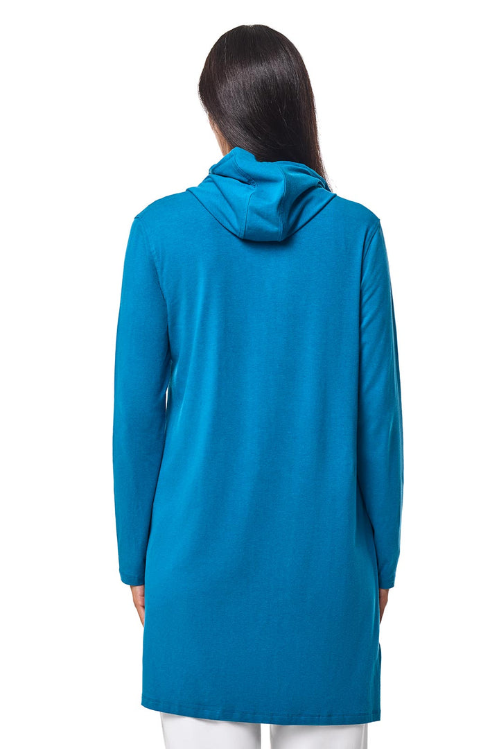 Women's Long Zip-Up Hoodie | Bluejay position-4