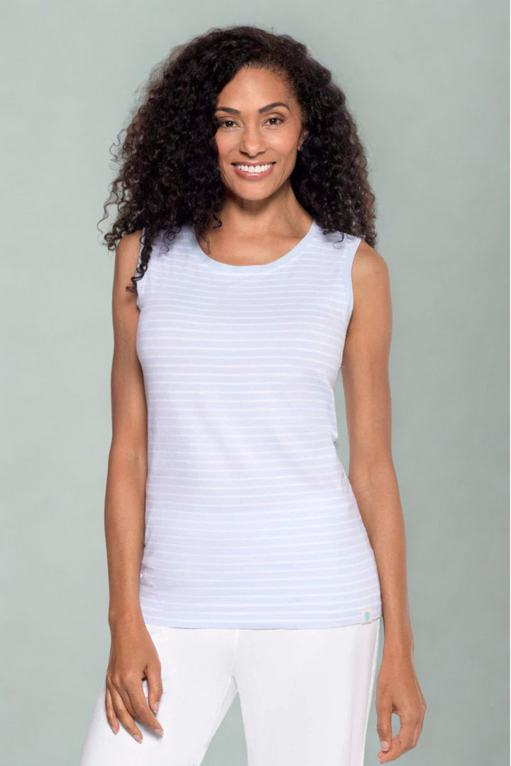 Women's Basic Tank | Skyride/White Stripe position-1