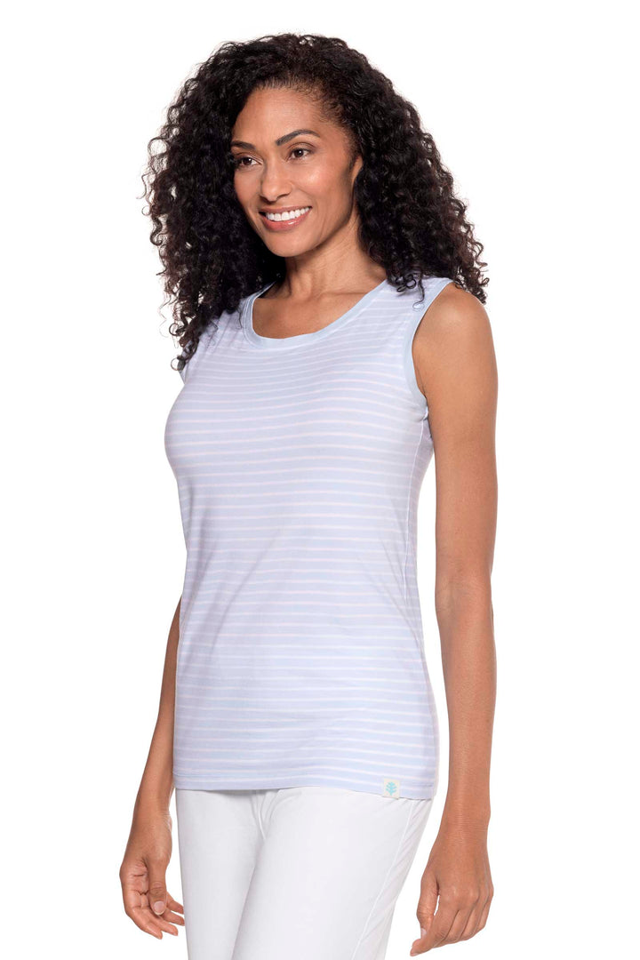 Women's Basic Tank | Skyride/White Stripe position-2