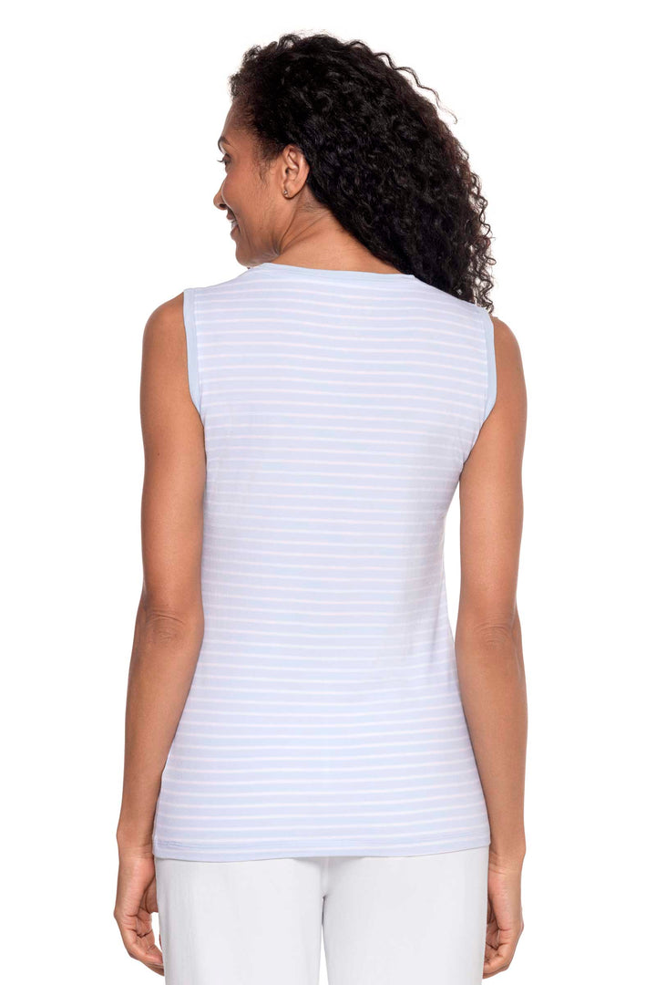 Women's Basic Tank | Skyride/White Stripe position-3
