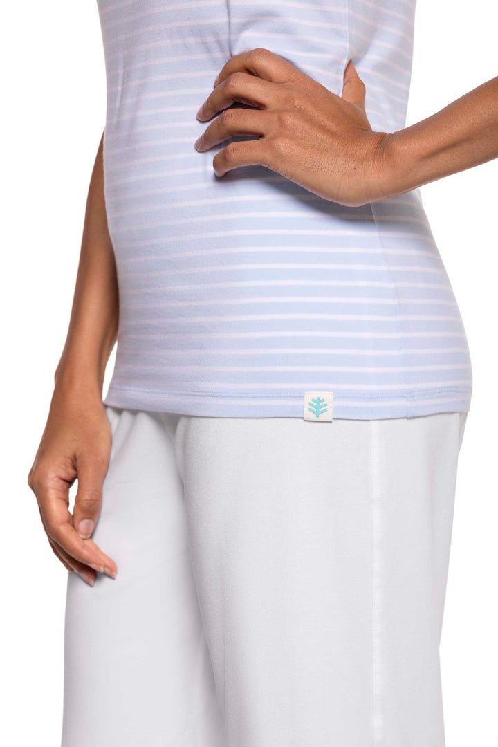 Women's Basic Tank | Skyride/White Stripe position-4