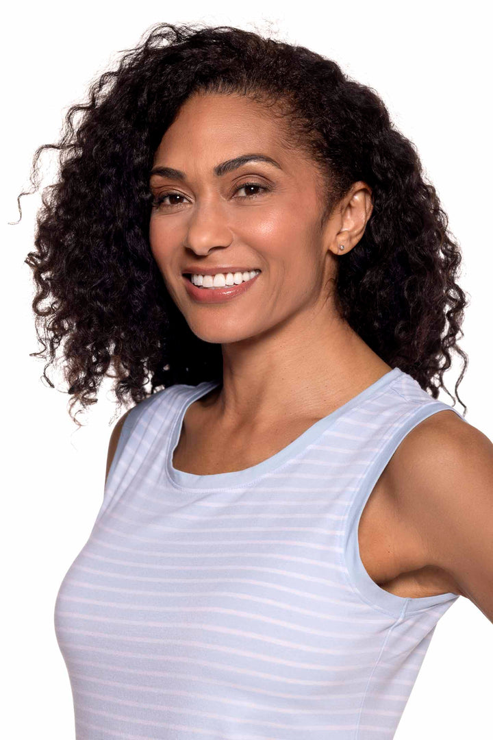 Women's Basic Tank | Skyride/White Stripe position-5
