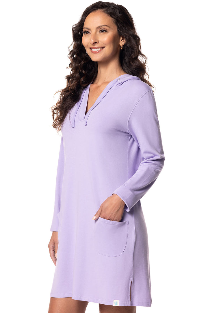 Hoodie Cover-Up Dress with Pockets | Lavendula position-6