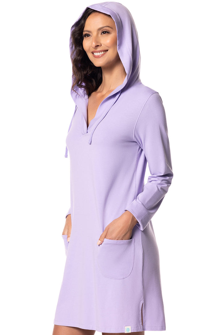 Hoodie Cover-Up Dress with Pockets | Lavendula position-8