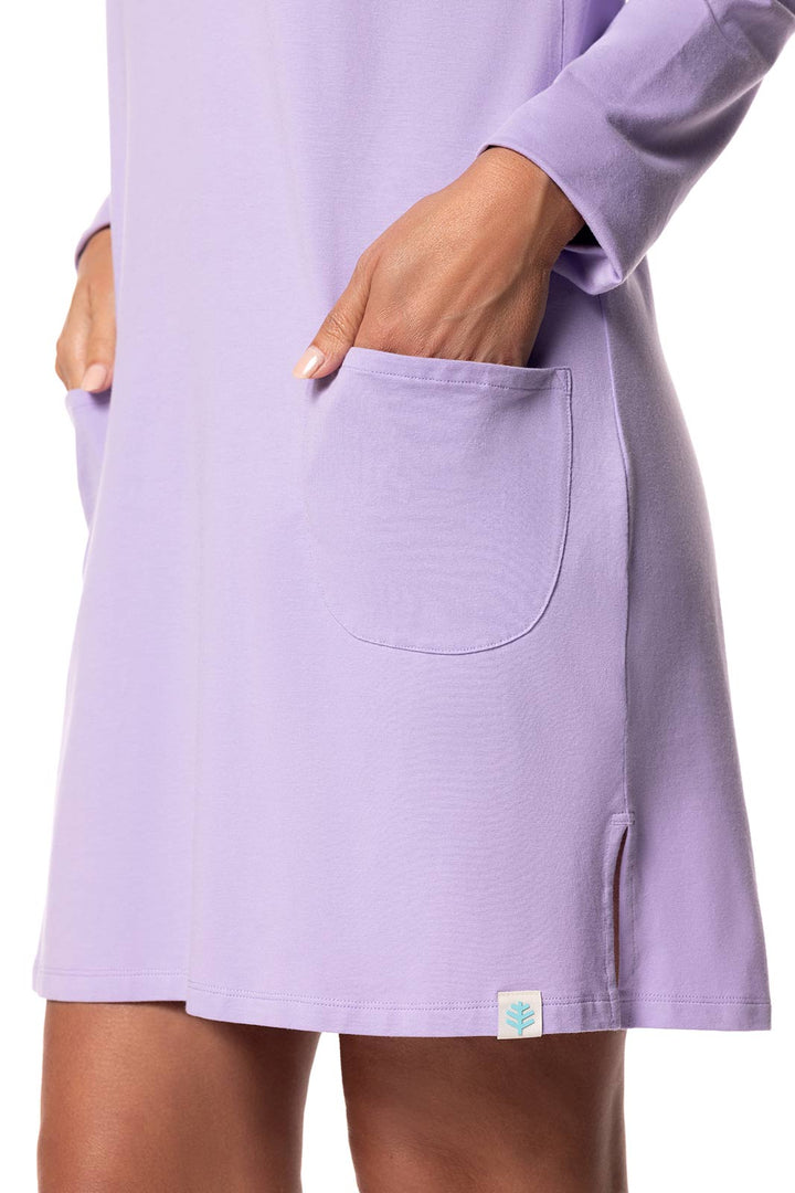 Hoodie Cover-Up Dress with Pockets | Lavendula position-9