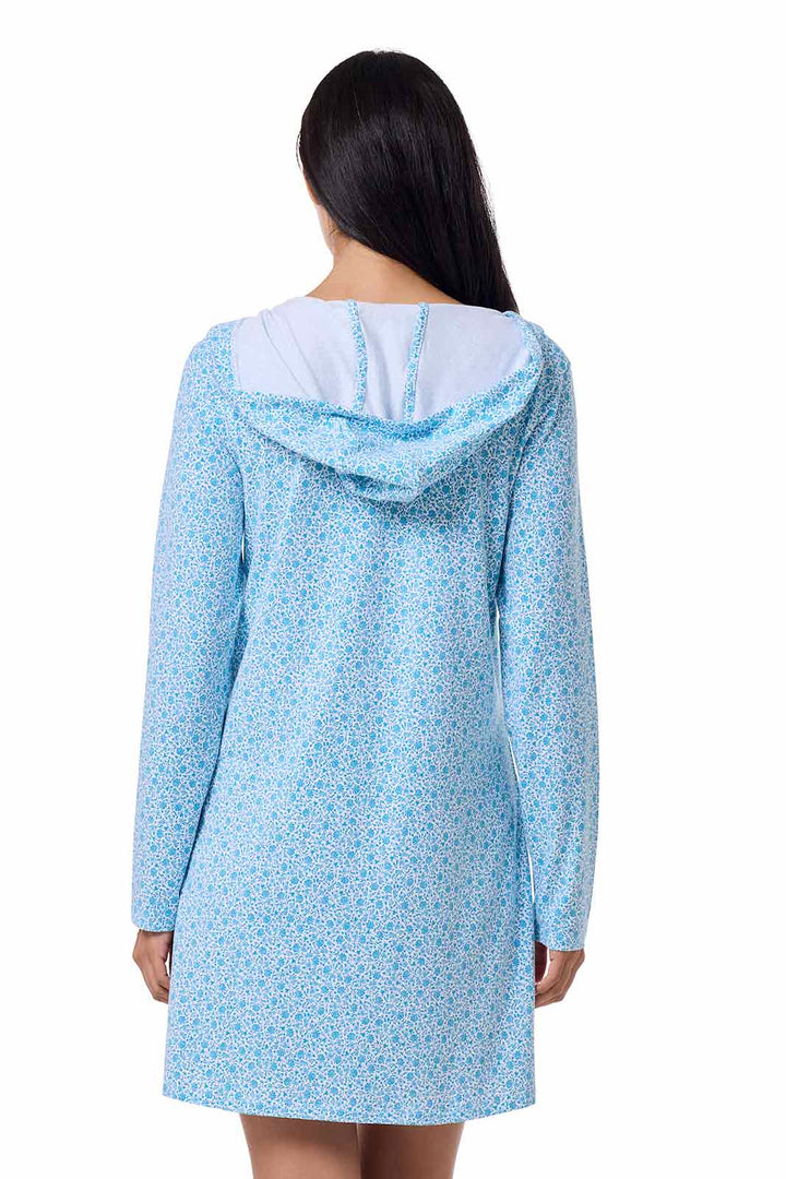 Hoodie Cover-Up Dress with Pockets | Malibu Blue Shell We position-4