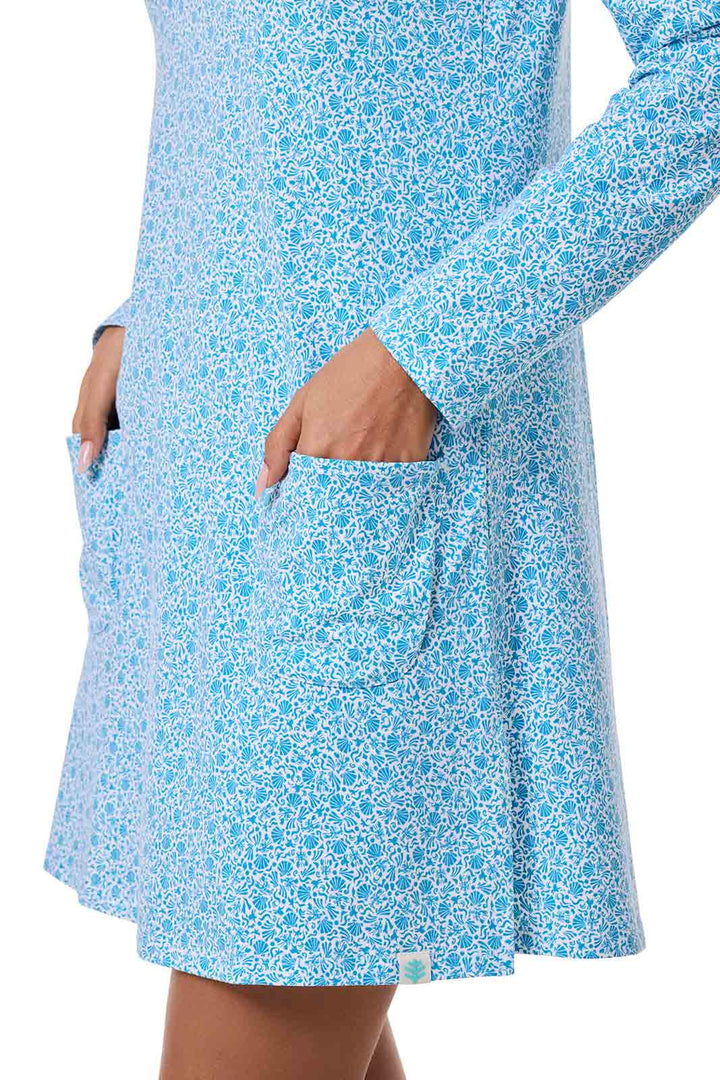 Hoodie Cover-Up Dress with Pockets | Malibu Blue Shell We position-7