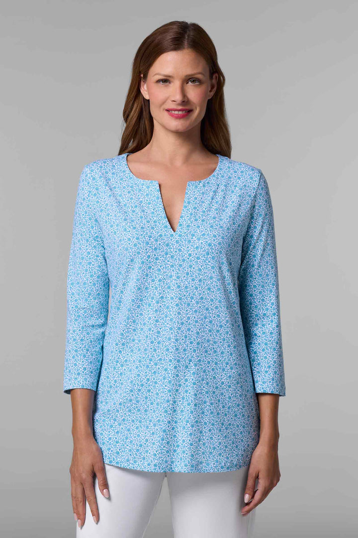 Women's Tunic Top with Long Sleeves | Malibu Blue Shell We position-1