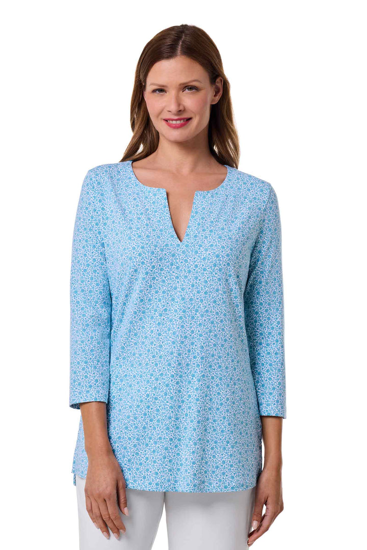 Women's Tunic Top with Long Sleeves | Malibu Blue Shell We position-2