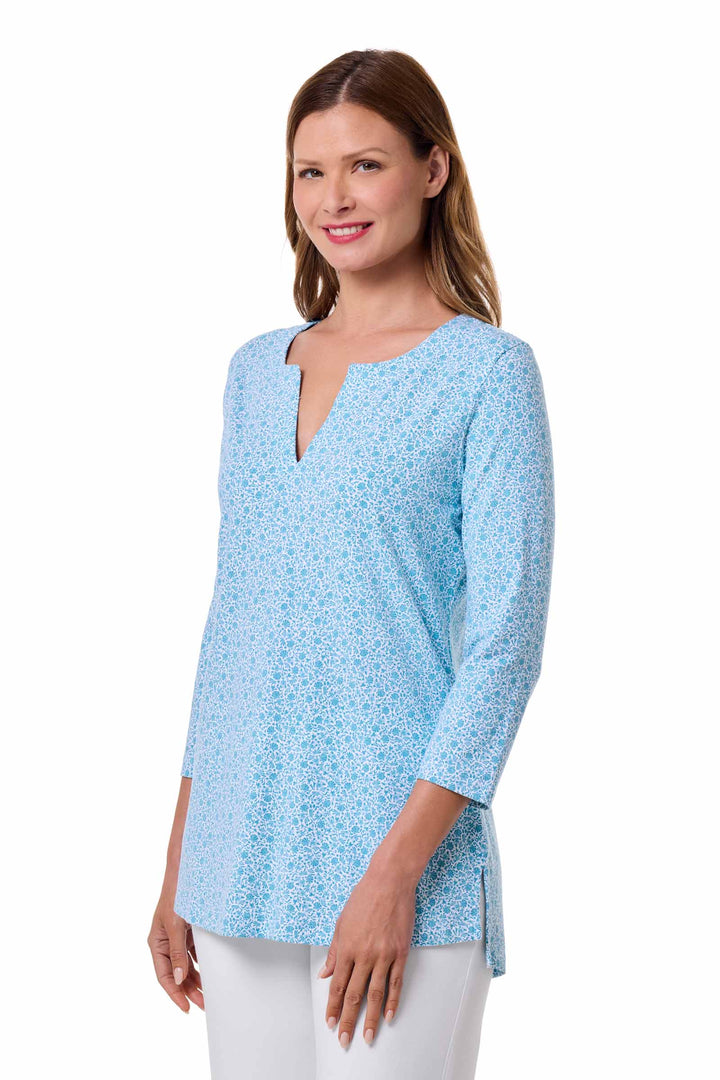 Women's Tunic Top with Long Sleeves | Malibu Blue Shell We position-3