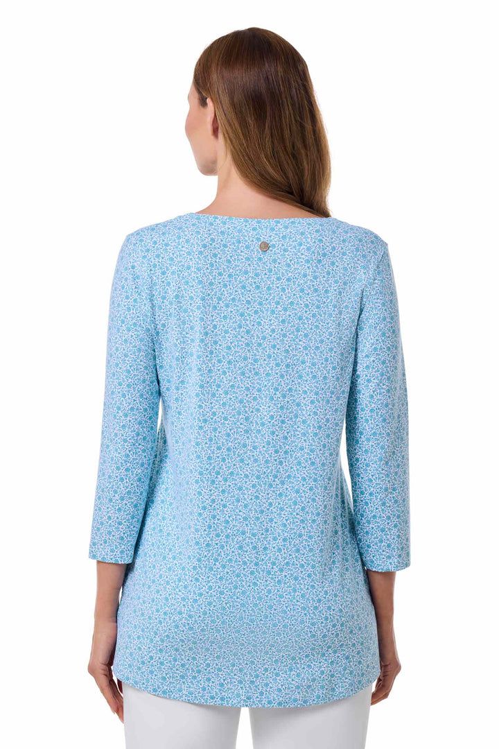 Women's Tunic Top with Long Sleeves | Malibu Blue Shell We position-4