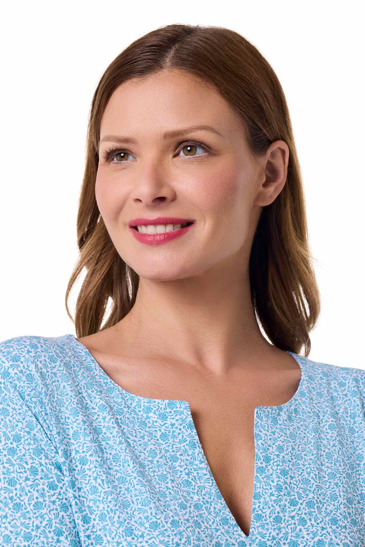 Women's Tunic Top with Long Sleeves | Malibu Blue Shell We position-5