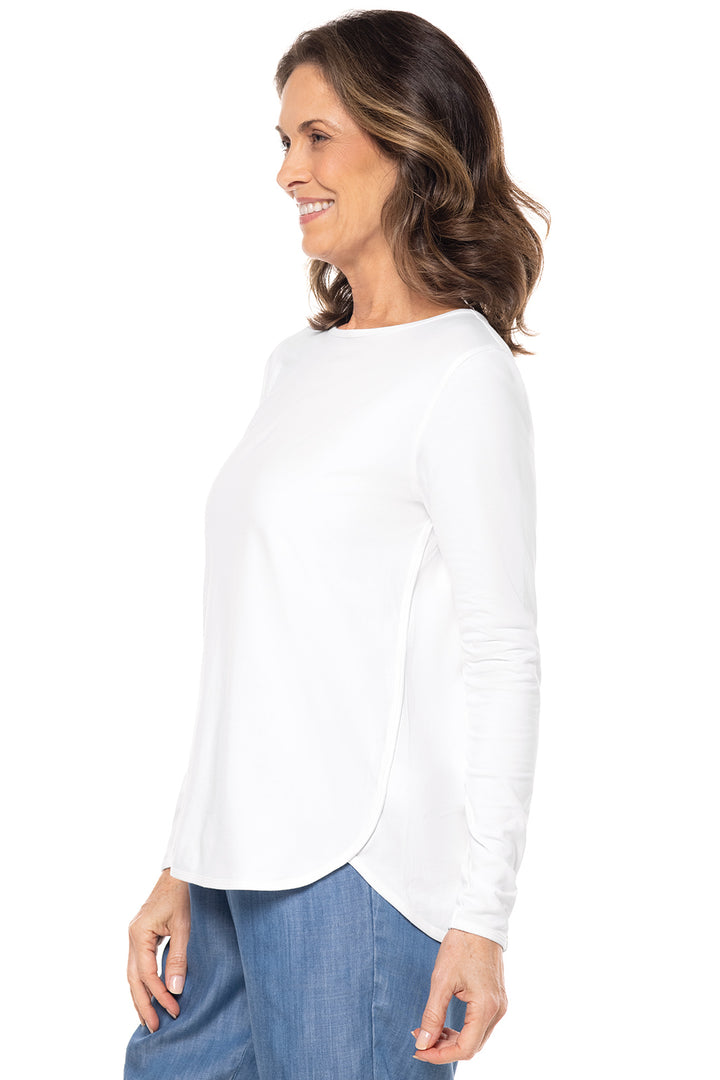 Women's Side Split Long Sleeve Shirt | White position-4