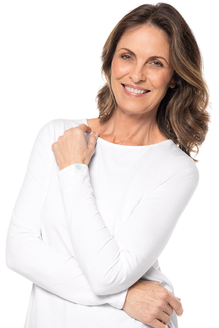 Women's Side Split Long Sleeve Shirt | White position-3