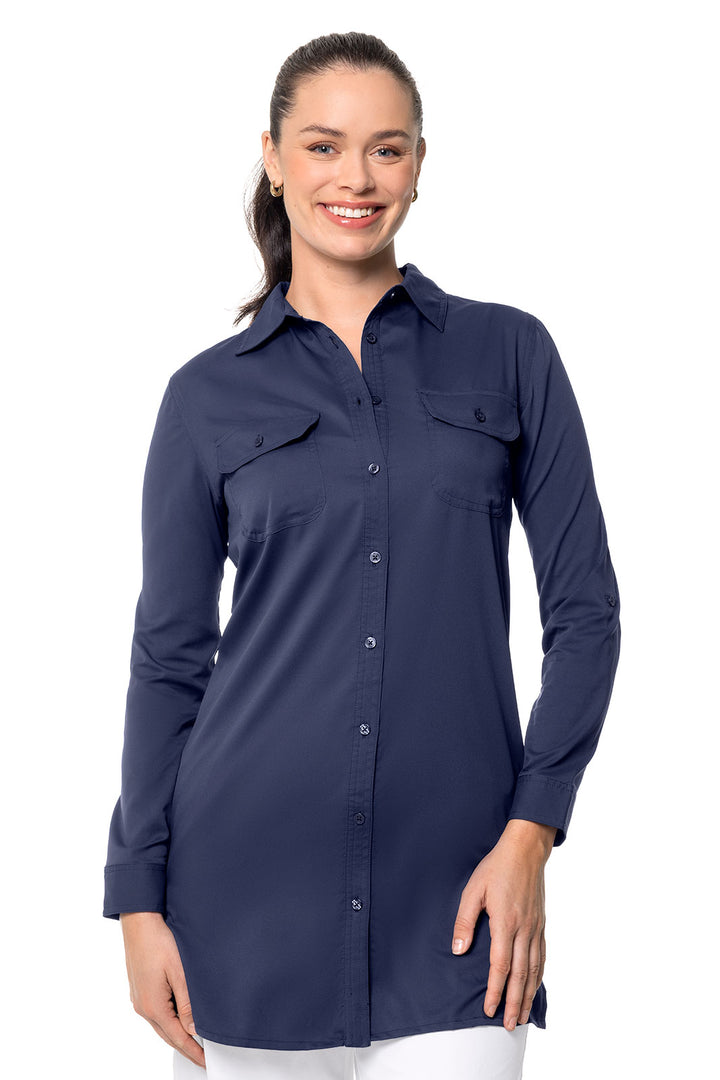 Women's Tunic Long Sleeve Shirt | Navy position-8