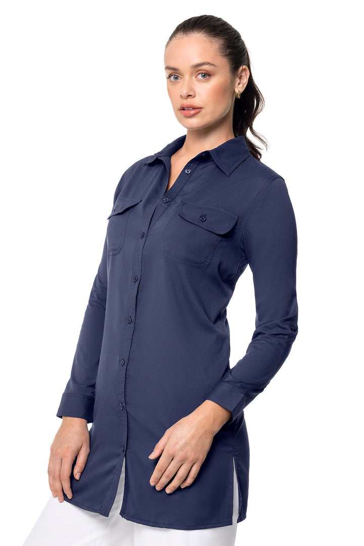 Women's Tunic Long Sleeve Shirt | Navy position-4