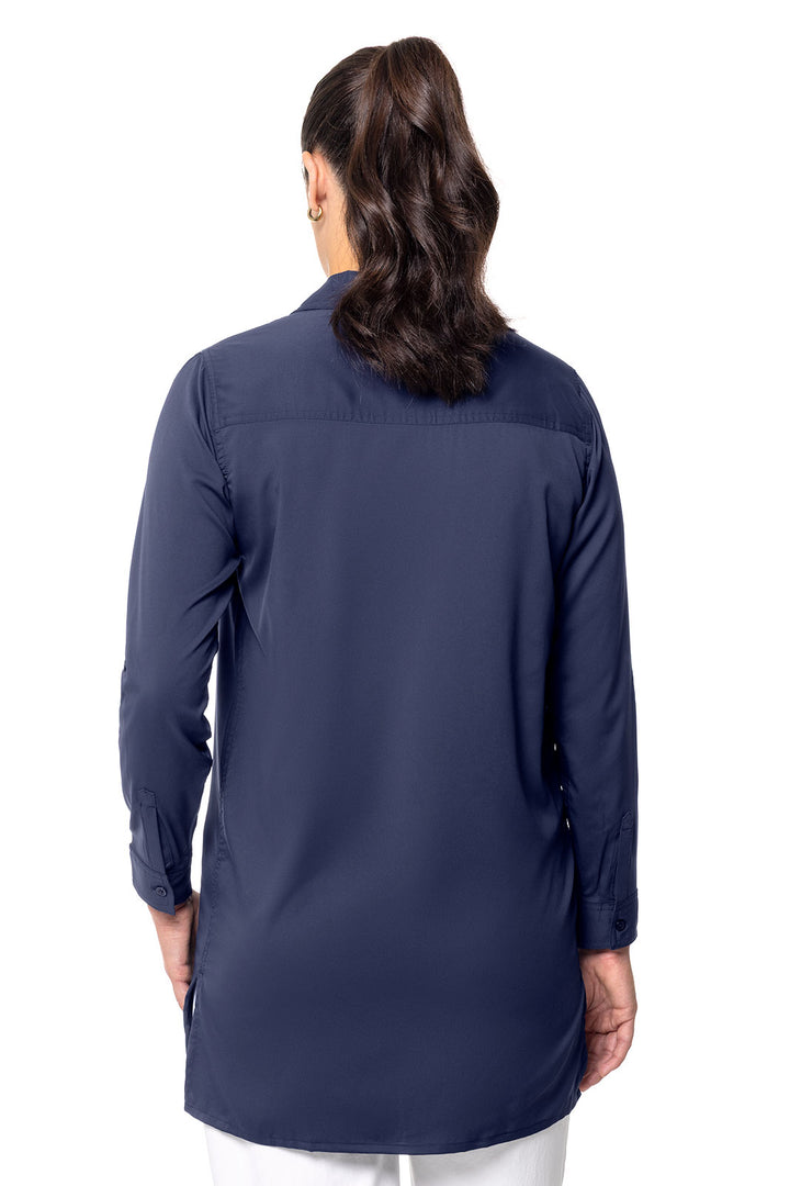 Women's Tunic Long Sleeve Shirt | Navy position-2