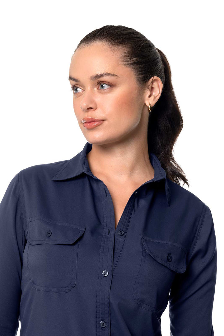 Women's Tunic Long Sleeve Shirt | Navy position-5