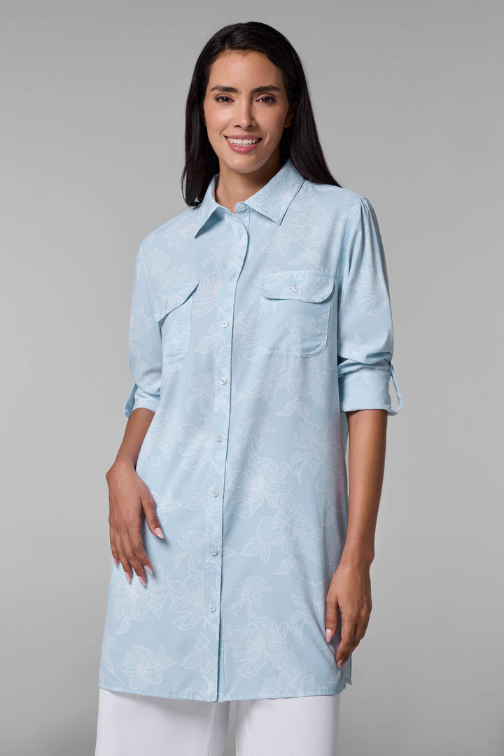 Women's Tunic Long Sleeve Shirt | Skyride Perfect Peony position-1