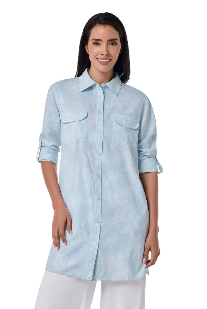 Women's Tunic Long Sleeve Shirt | Skyride Perfect Peony position-2