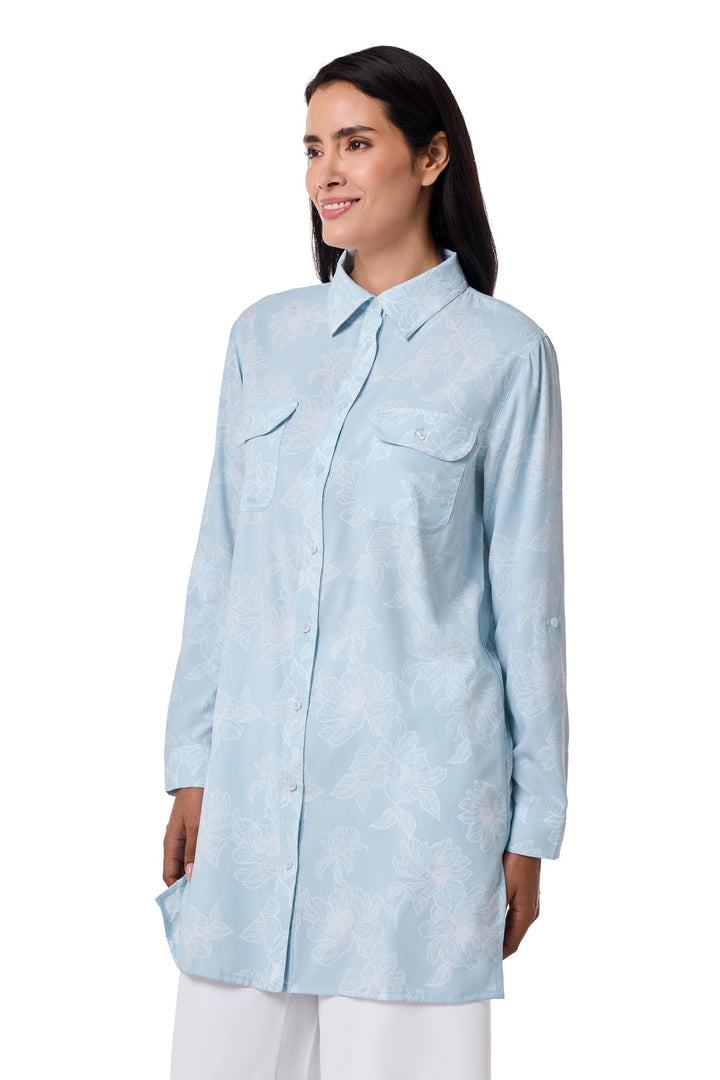 Women's Tunic Long Sleeve Shirt | Skyride Perfect Peony position-3