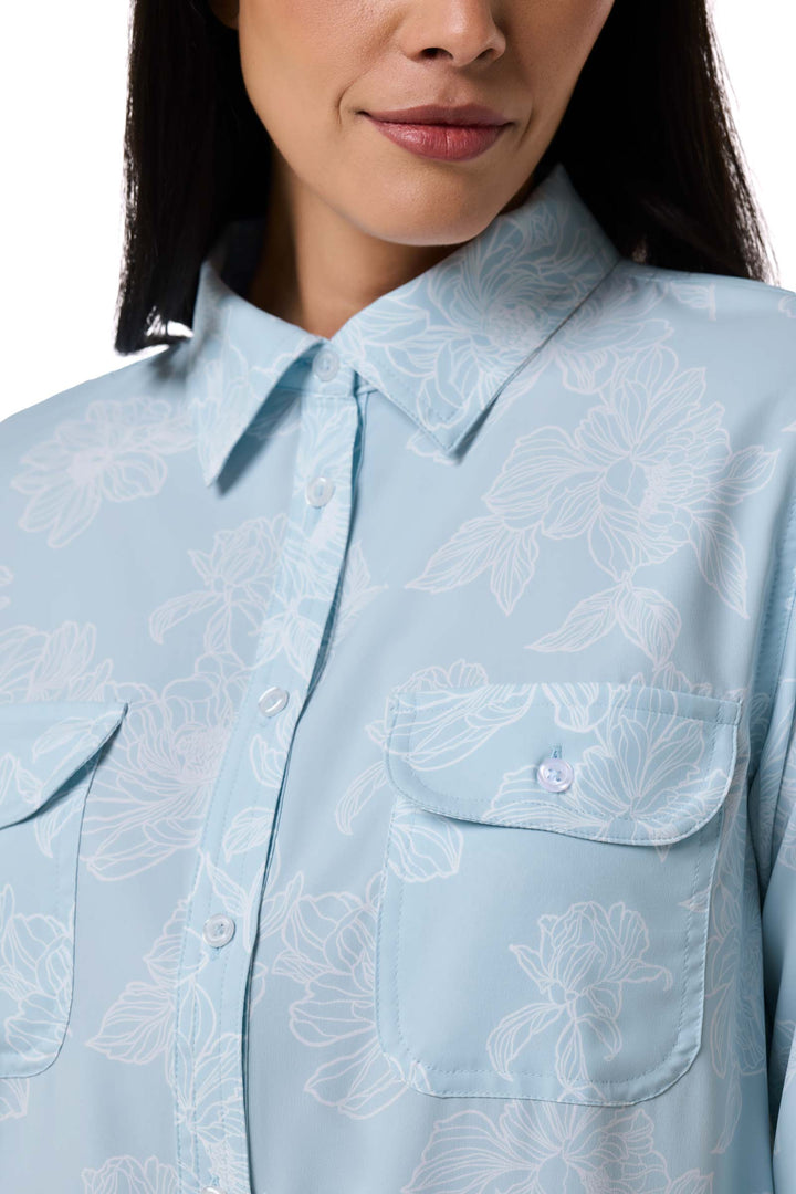 Women's Tunic Long Sleeve Shirt | Skyride Perfect Peony position-5