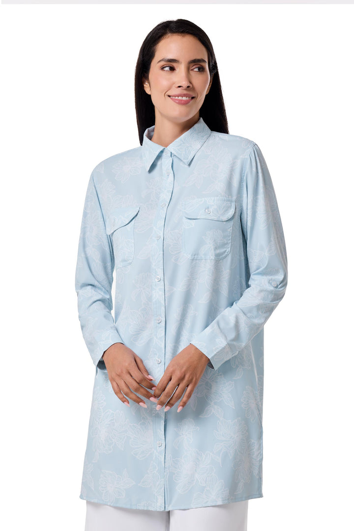 Women's Tunic Long Sleeve Shirt | Skyride Perfect Peony position-7