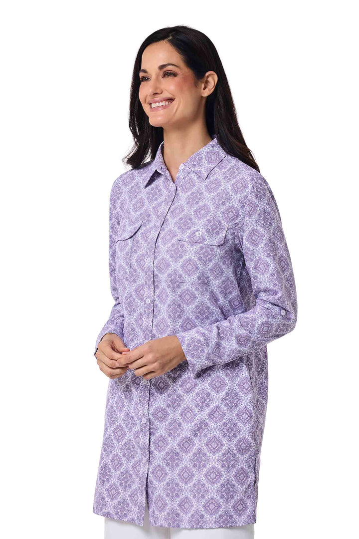 Women's Tunic Long Sleeve Shirt | Lavendula Diamond Mandala position-4