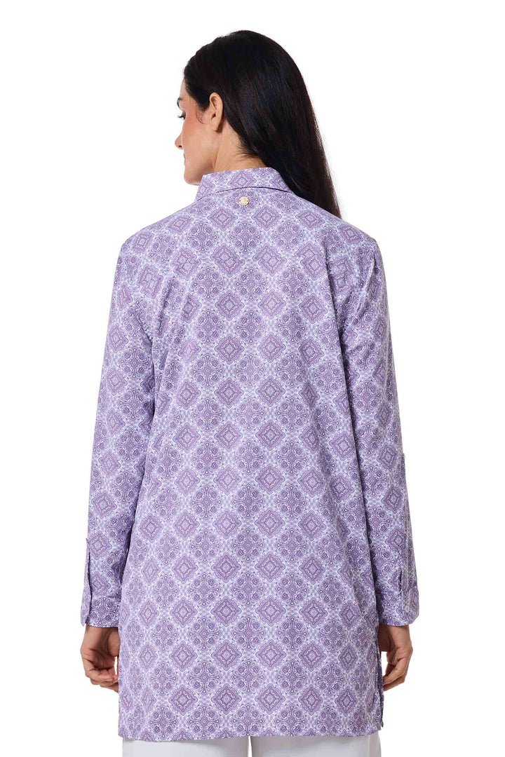 Women's Tunic Long Sleeve Shirt | Lavendula Diamond Mandala position-5