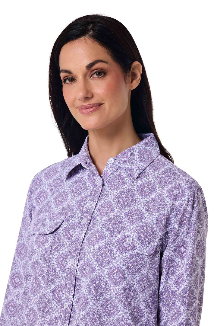 Women's Tunic Long Sleeve Shirt | Lavendula Diamond Mandala position-7