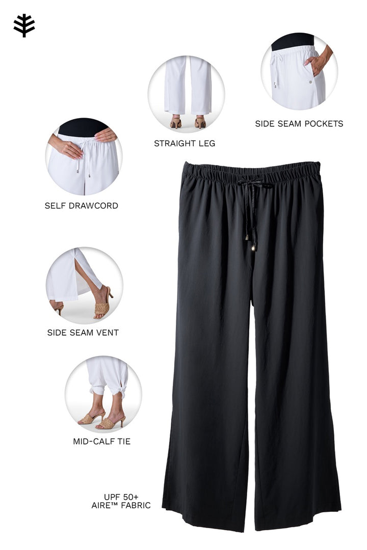 Women's Wide Leg Pants with Side Slits | Pale Khaki position-14