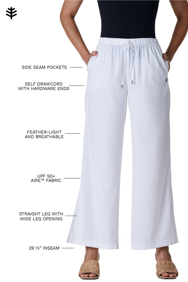 Women's Wide Leg Pants with Side Slits | Pale Khaki position-15