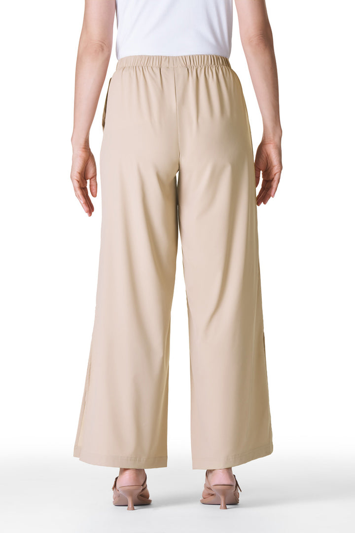 Women's Wide Leg Pants with Side Slits | Pale Khaki position-5