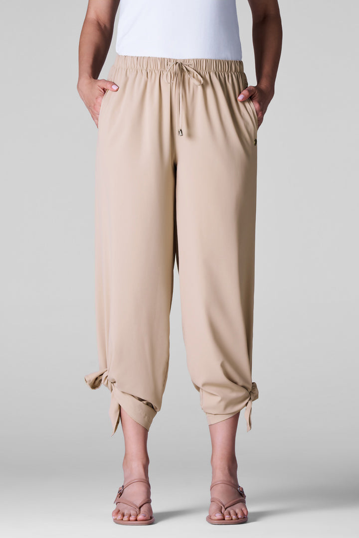 Women's Wide Leg Pants with Side Slits | Pale Khaki position-3