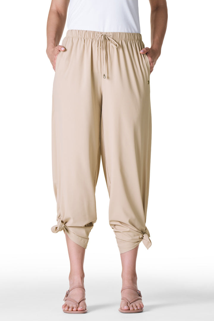 Women's Wide Leg Pants with Side Slits | Pale Khaki position-8