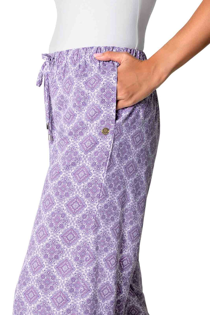 Women's Wide Leg Pants with Side Slits | Lavendula Diamond Mandala position-5