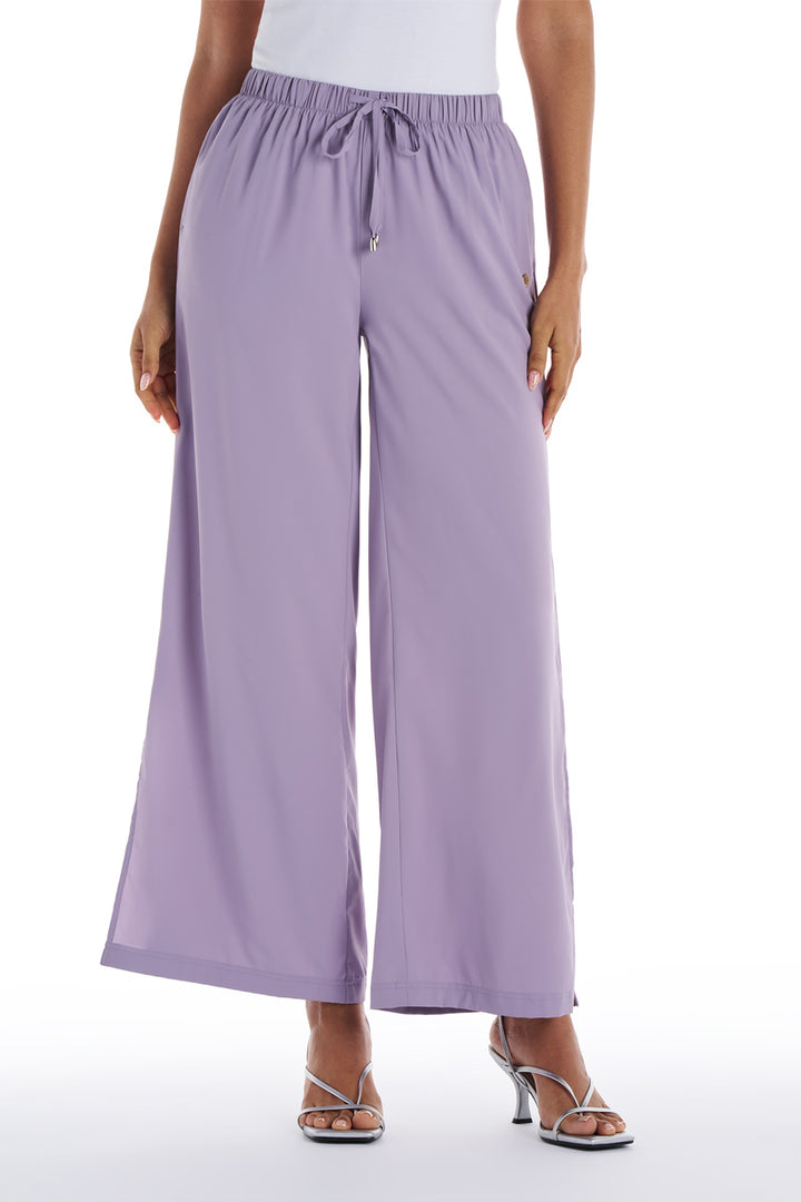 Women's Wide Leg Pants with Side Slits  | Lavender Gray position-3