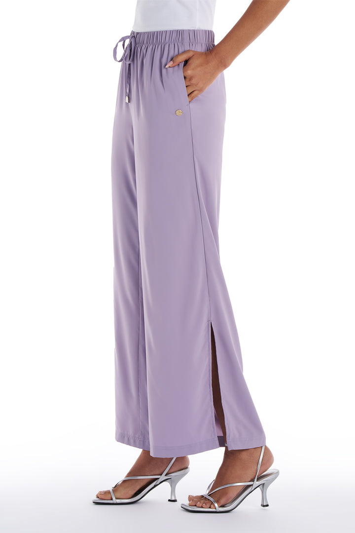 Women's Wide Leg Pants with Side Slits  | Lavender Gray position-5