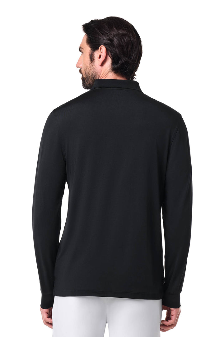 Men's Long Sleeve Sports Polo | Black position-4