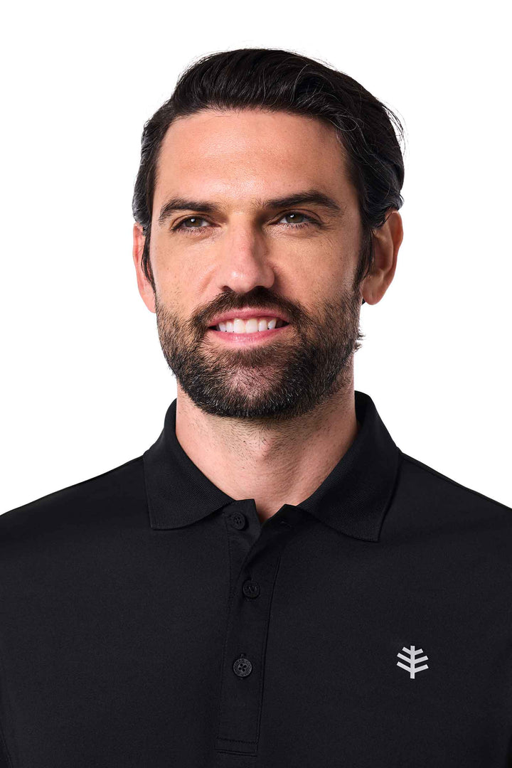 Men's Long Sleeve Sports Polo | Black position-6