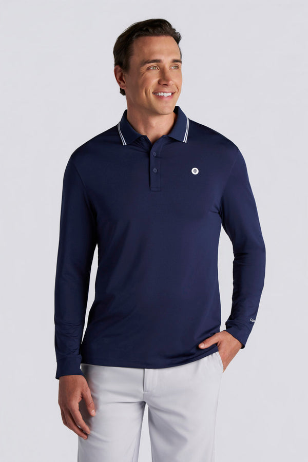 Men's Erodym Long Sleeve Sports Polo | Navy