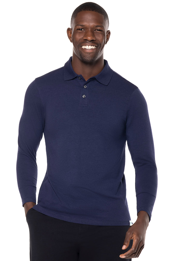 Men's Long Sleeve Polo | Navy position-1