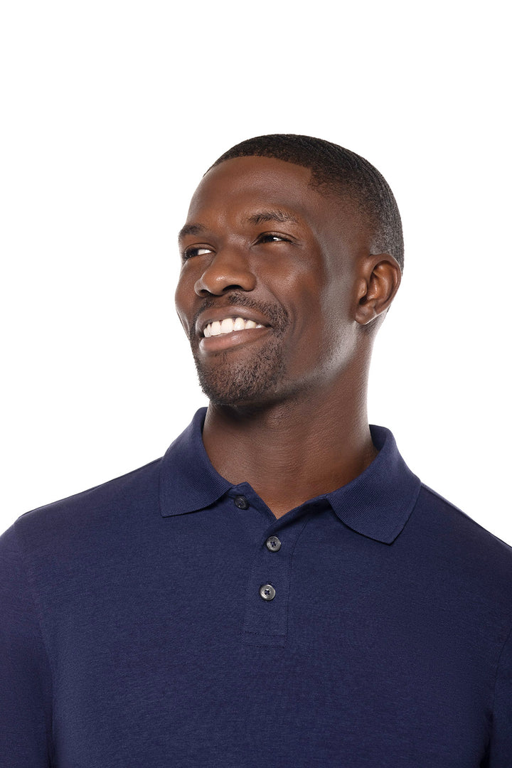 Men's Long Sleeve Polo | Navy position-3